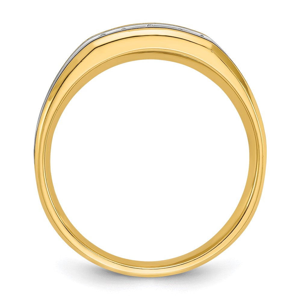IBGoodman 14k Two-tone with Black Rhodium Men's Polished Satin and Grooved 5-Stone 1/4 Carat AA Quality Diamond Ring