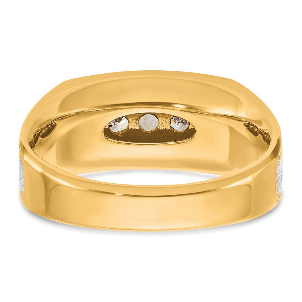 IBGoodman 10k Two-tone Men's Polished Satin and Grooved 5-Stone Ring Mounting