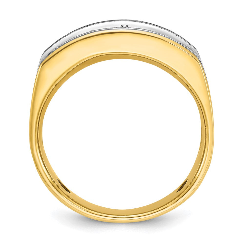 IBGoodman 14k Two-tone Men's Polished Satin and Grooved 5-Stone Ring Mounting