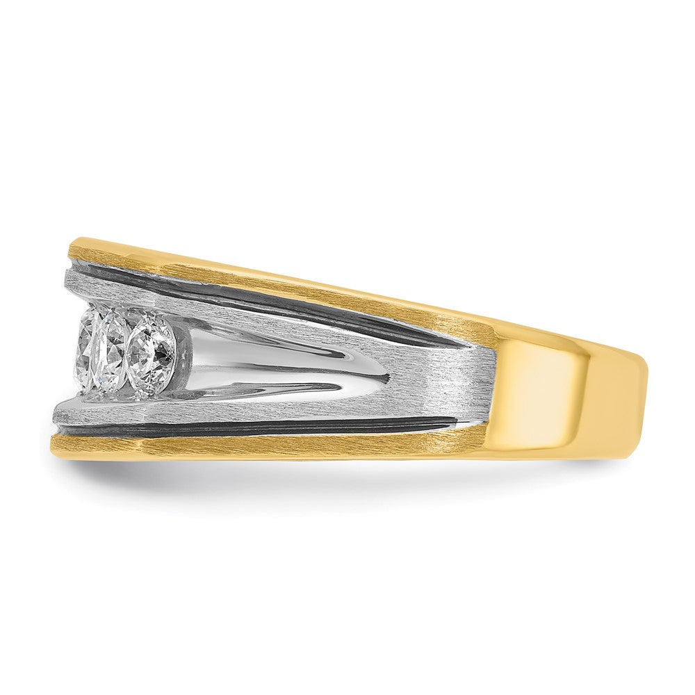 IBGoodman 14k Two-tone Men's Polished Satin and Grooved 5-Stone Ring Mounting