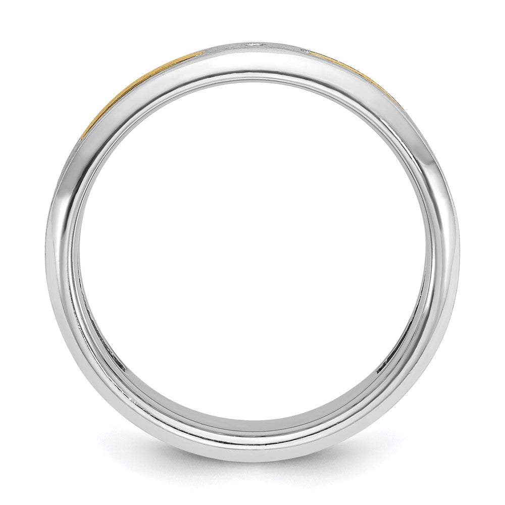 14k Two-tone IBGoodman Men's Polished and Satin Diamond Complete Ring
