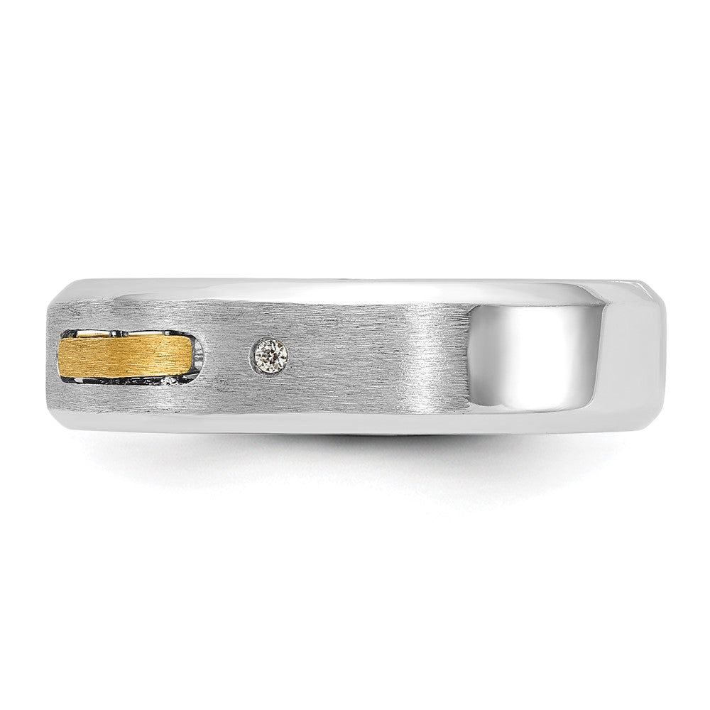 14k Two-tone IBGoodman Men's Polished and Satin Diamond Complete Ring