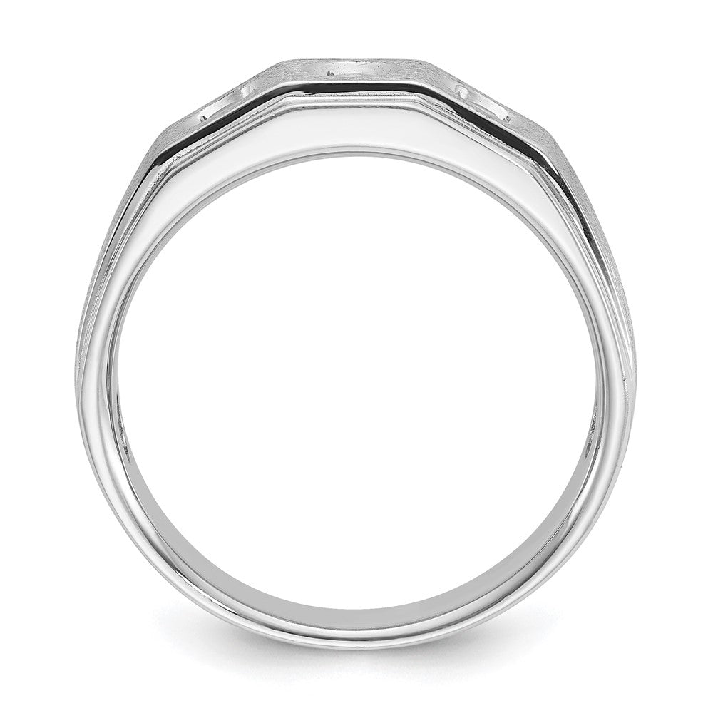 14k White Gold IBGoodman Men's Polished and Satin 3/8 carat Diamond Complete Ring
