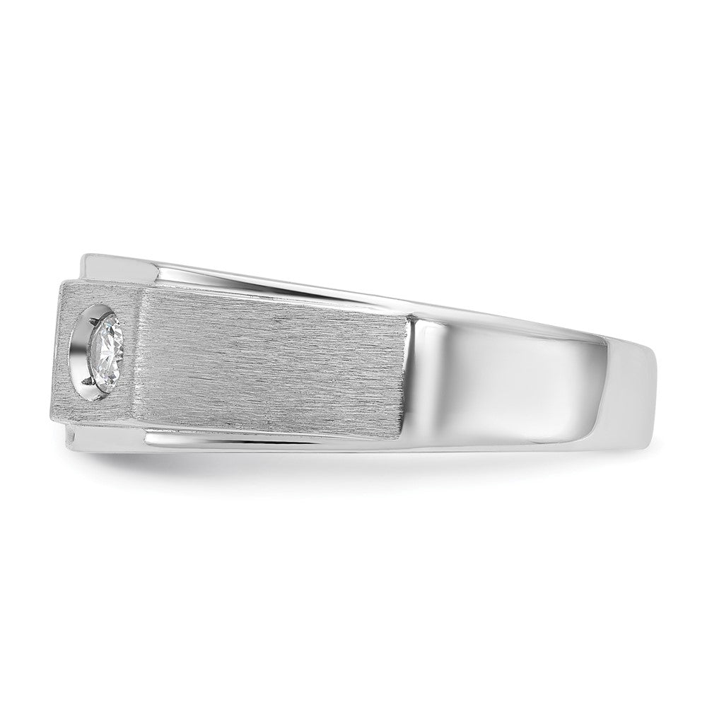 14k White Gold IBGoodman Men's Polished and Satin 3/8 carat Diamond Complete Ring