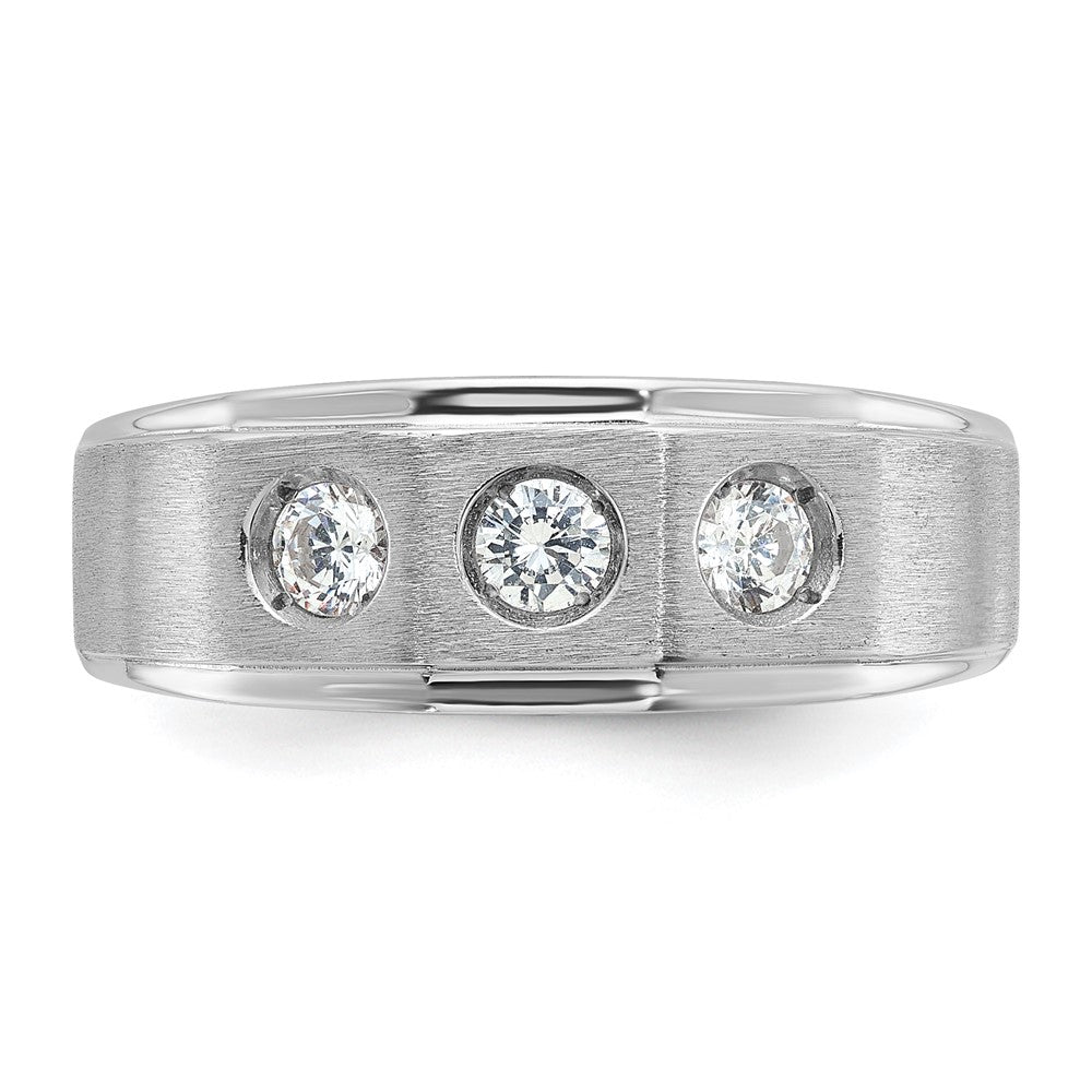 14k White Gold IBGoodman Men's Polished and Satin 3/8 carat Diamond Complete Ring