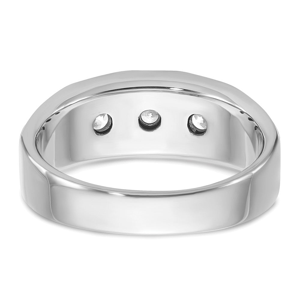 14k White Gold IBGoodman Men's Polished and Satin 3/8 carat Diamond Complete Ring