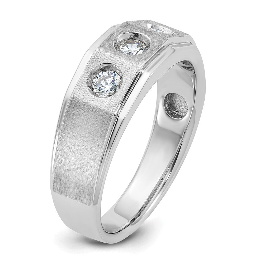 14k White Gold IBGoodman Men's Polished and Satin 3/8 carat Diamond Complete Ring