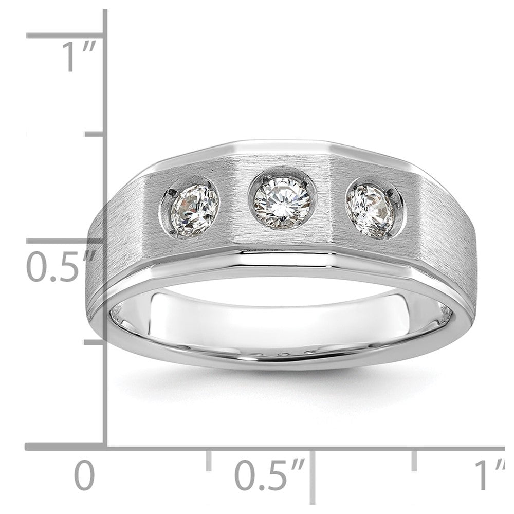 14k White Gold IBGoodman Men's Polished and Satin 3/8 carat Diamond Complete Ring