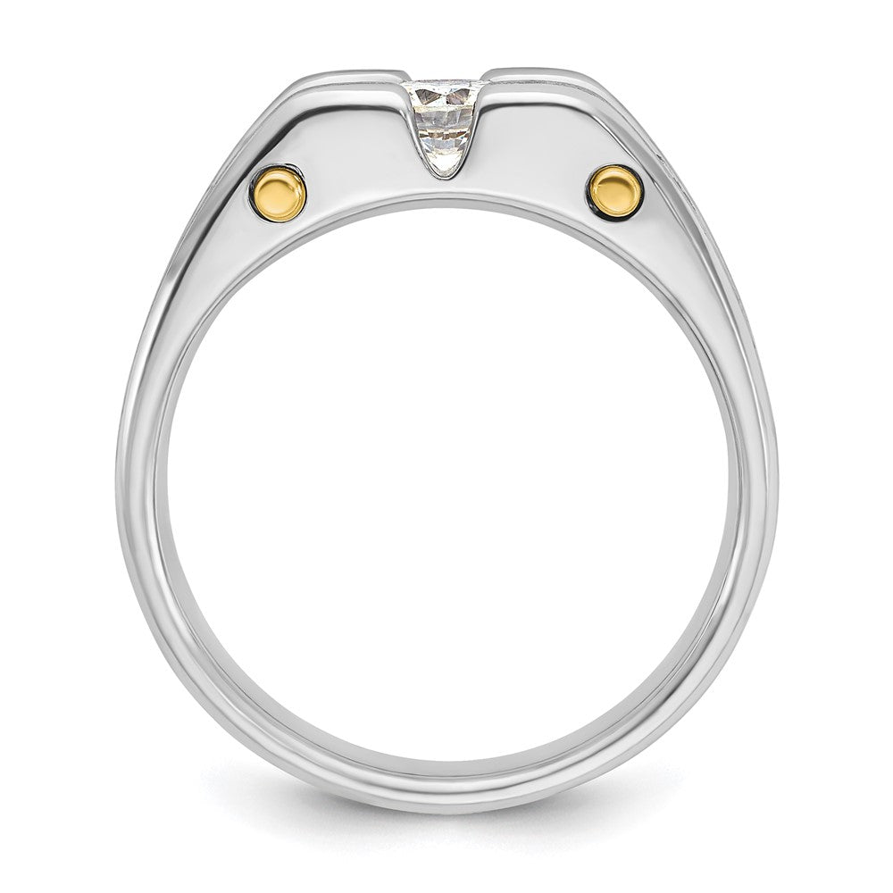 IBGoodman 14k Two-tone Men's Polished Satin and Cut-Out 3-Stone Ring Mounting