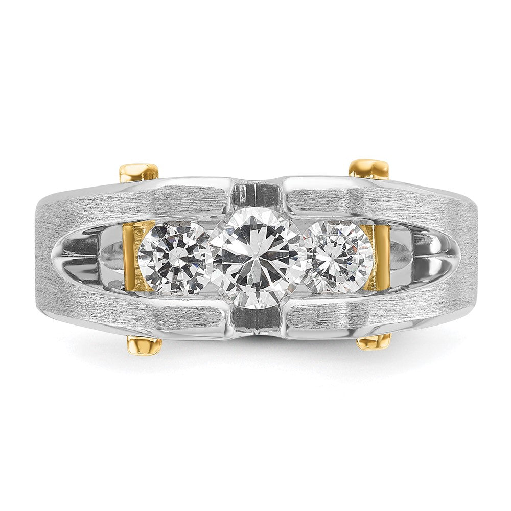 IBGoodman 14k Two-tone Men's Polished Satin and Cut-Out 3-Stone Ring Mounting