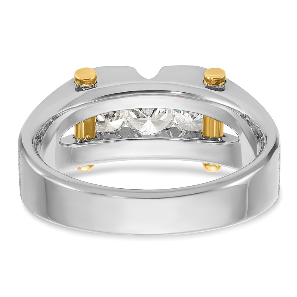 IBGoodman 14k Two-tone Men's Polished Satin and Cut-Out 3-Stone Ring Mounting