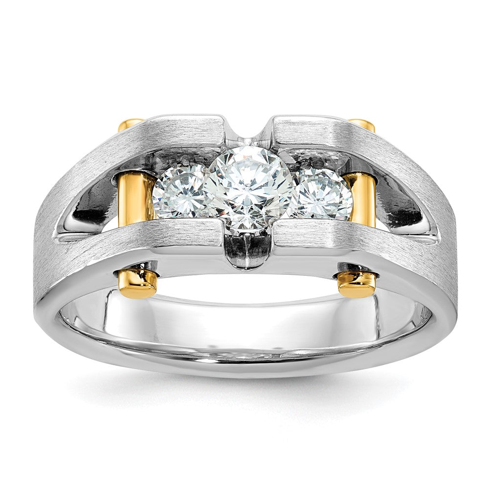 IBGoodman 14k Two-tone Men's Polished Satin and Cut-Out 3-Stone Ring Mounting