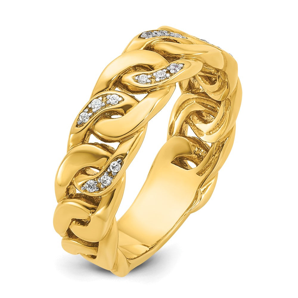 14k IBGoodman Men's Link Design 1/8 carat Diamond Complete Ring