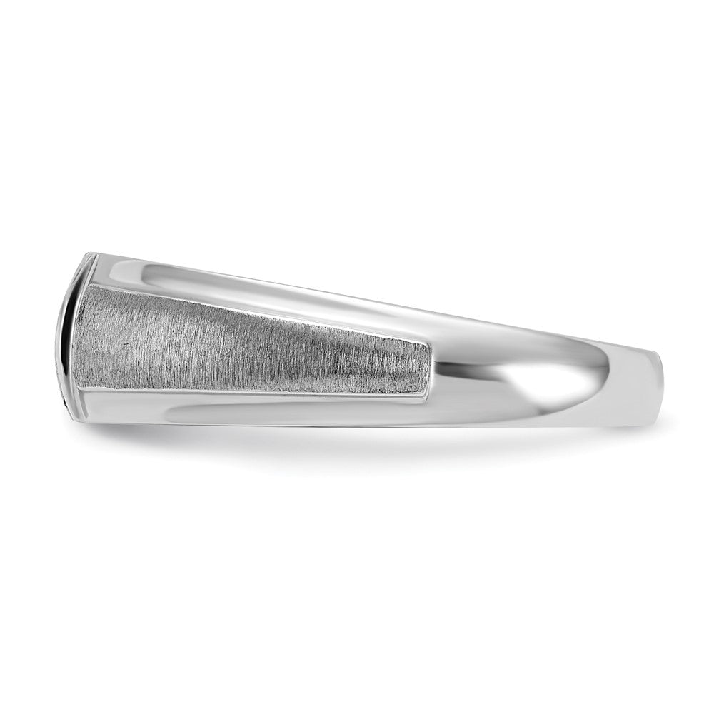 IBGoodman 14k White Gold Men's Polished and Satin 3-Stone 1/20 Carat AA Quality Diamond Ring