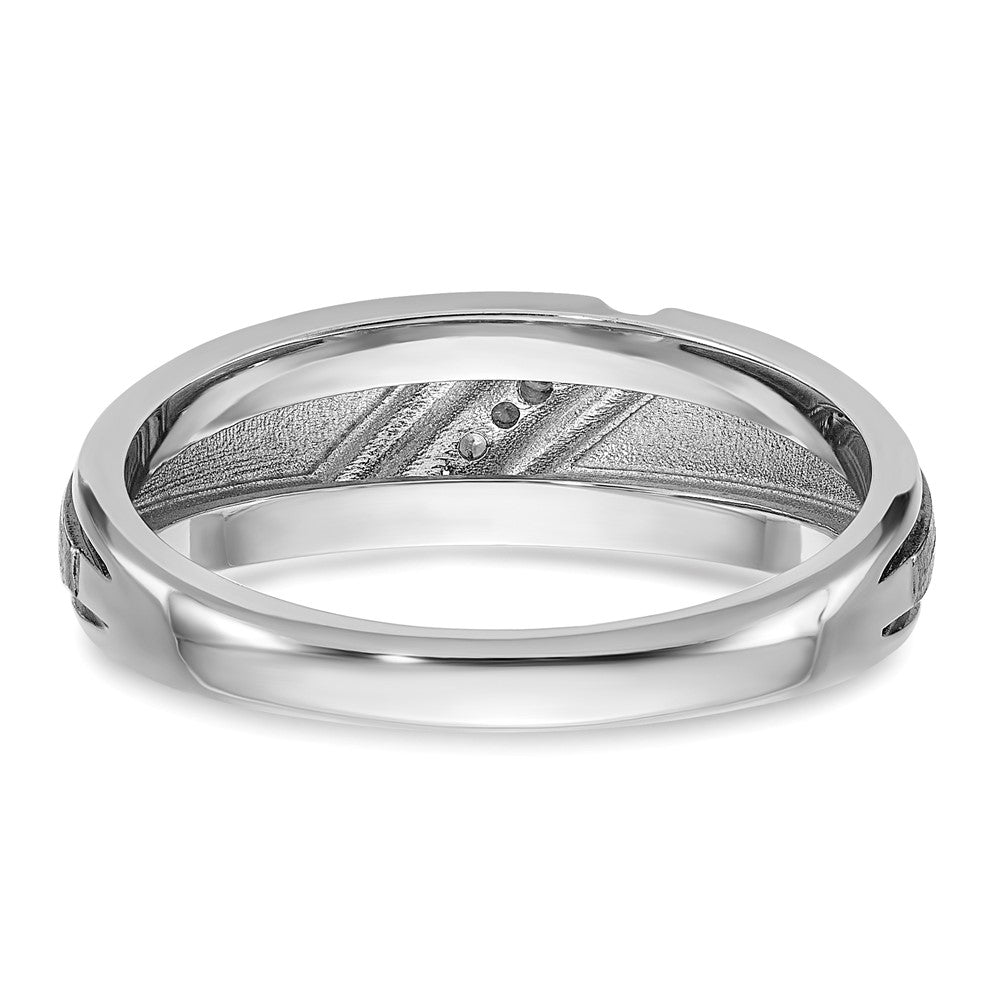 IBGoodman 14k White Gold with Black Rhodium Men's Polished and Satin 1/15 Carat AA Quality Diamond Ring