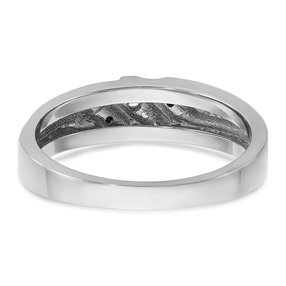 IBGoodman 14k White Gold Polished Satin and Grooved Men's Ring Mounting