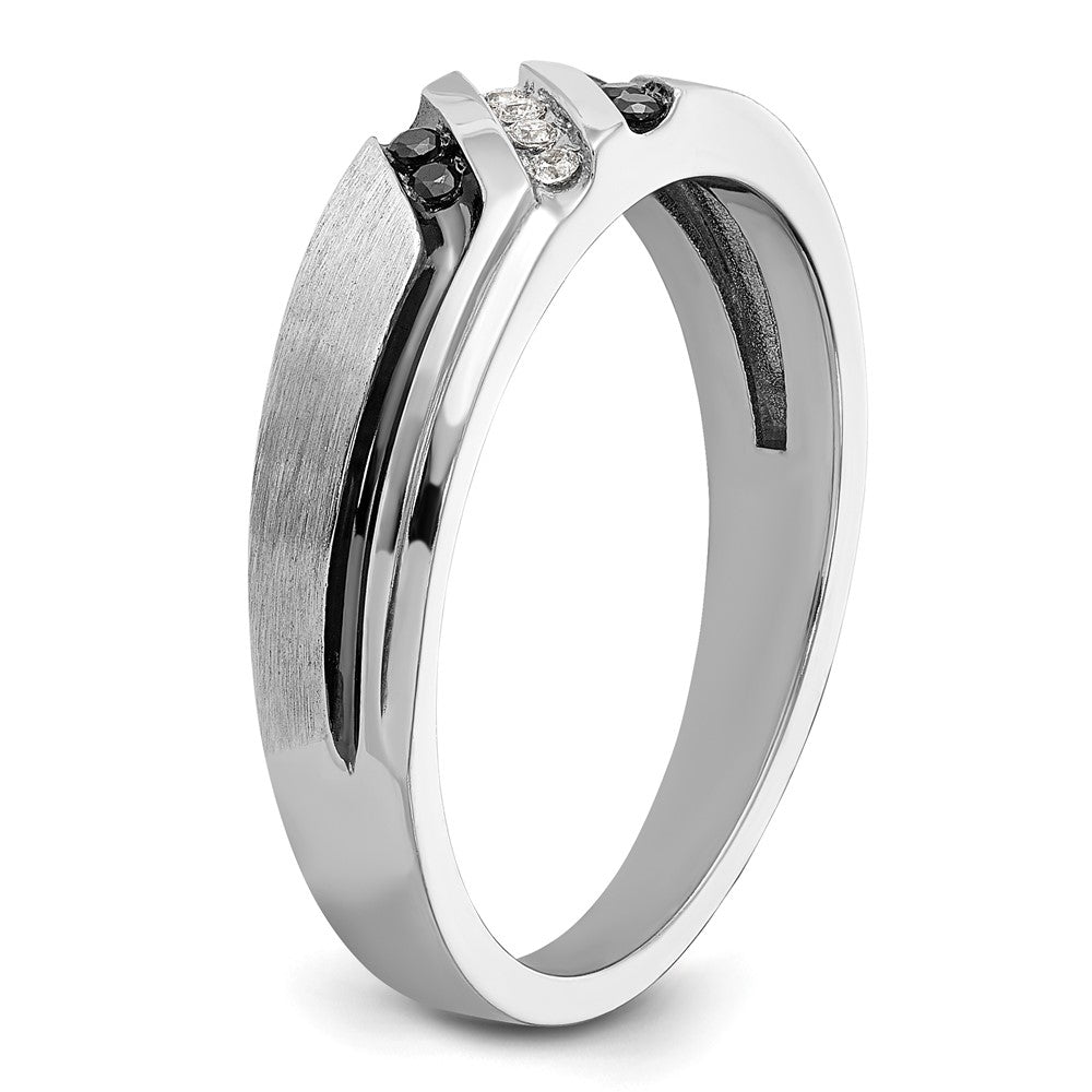 IBGoodman 14k White Gold Polished Satin and Grooved Men's Ring Mounting