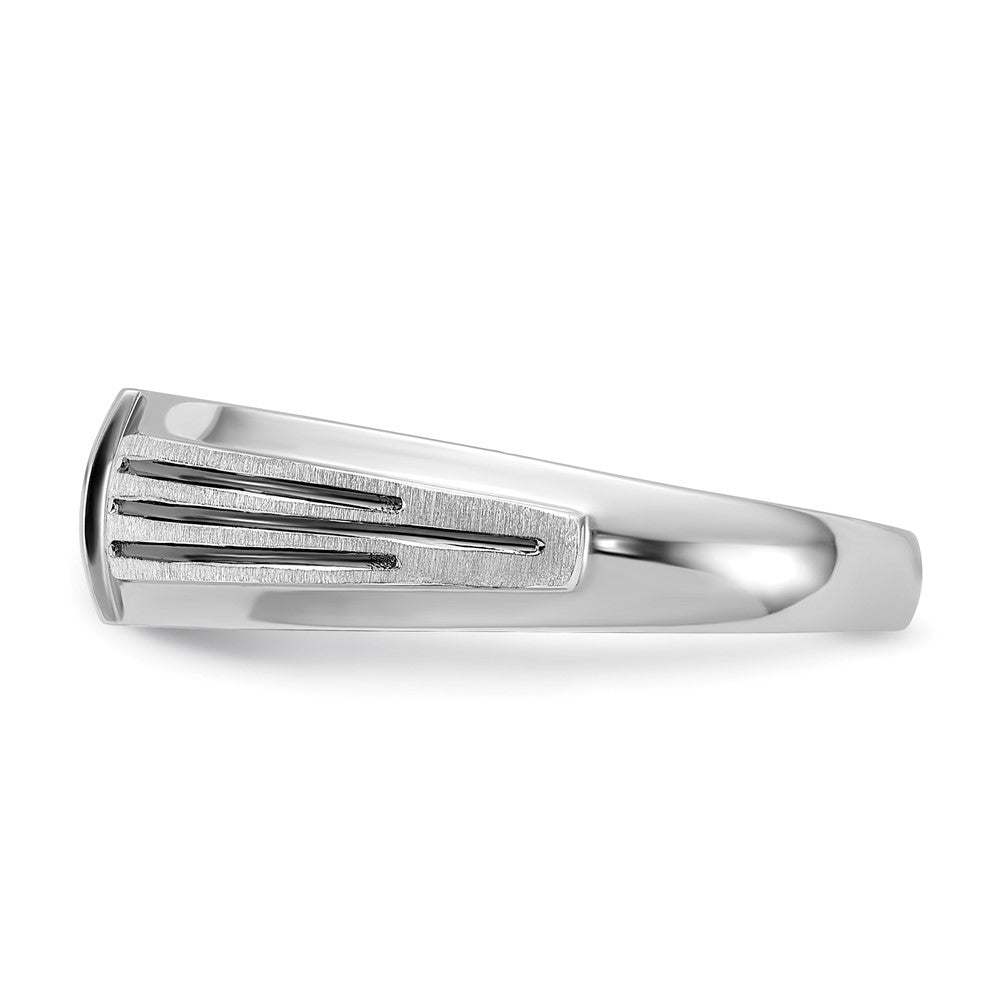 IBGoodman 14k White Gold Polished Satin and Grooved Five Stone Men's Ring Mounting