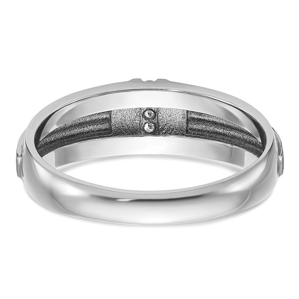 IBGoodman 14k White Gold Polished Satin and Grooved Five Stone Men's Ring Mounting