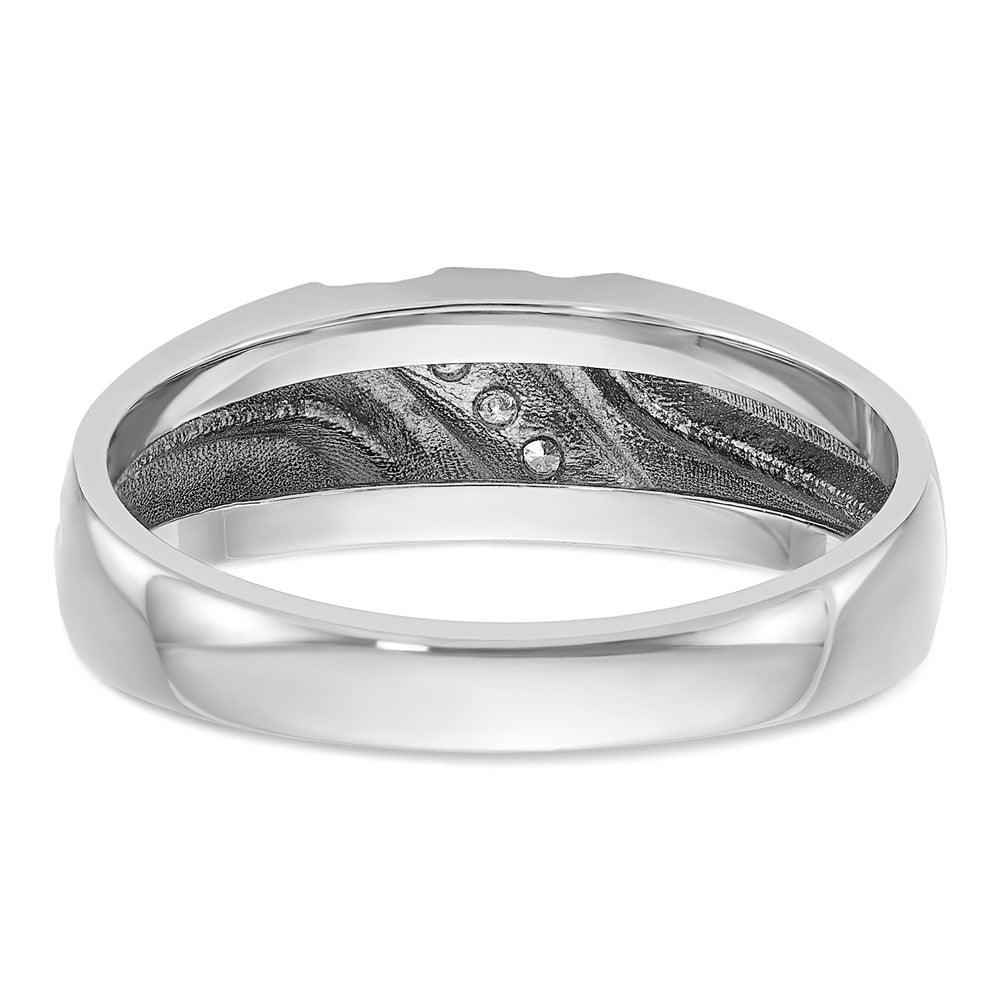 IBGoodman 10k White Gold Men's Polished Satin and Grooved 5-Stone Ring Mounting
