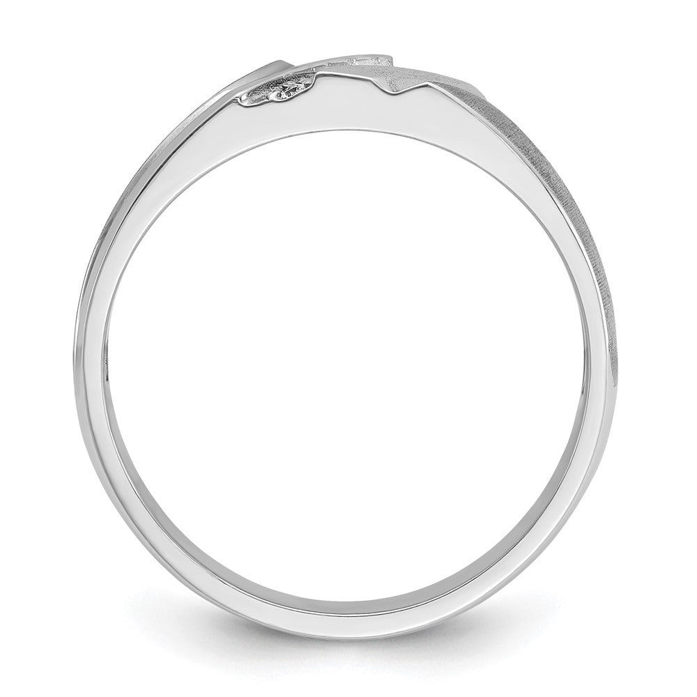 IBGoodman 14k White Gold Men's Polished Satin and Grooved 5-Stone Ring Mounting