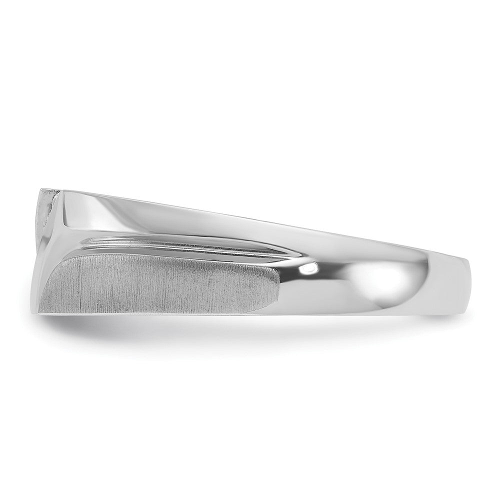 IBGoodman 14k White Gold Men's Polished Satin and Grooved 5-Stone Ring Mounting