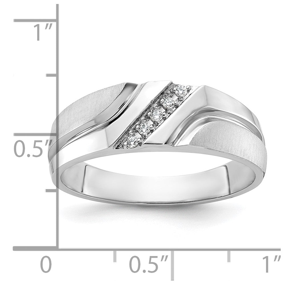 IBGoodman 14k White Gold Men's Polished Satin and Grooved 5-Stone Ring Mounting