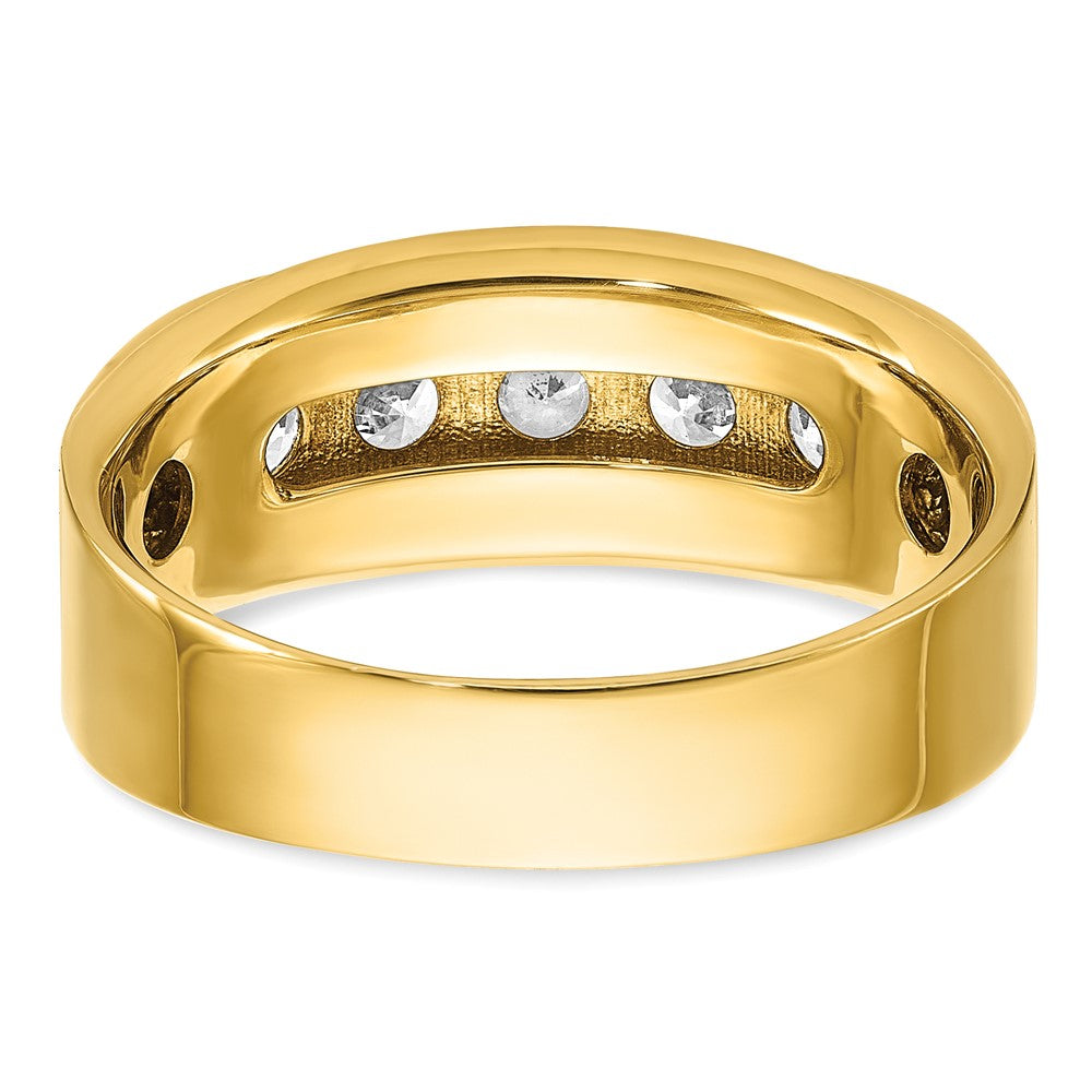 IBGoodman 14k Men's Polished and Brushed 5-Stone 1 Carat AA Quality Diamond Ring