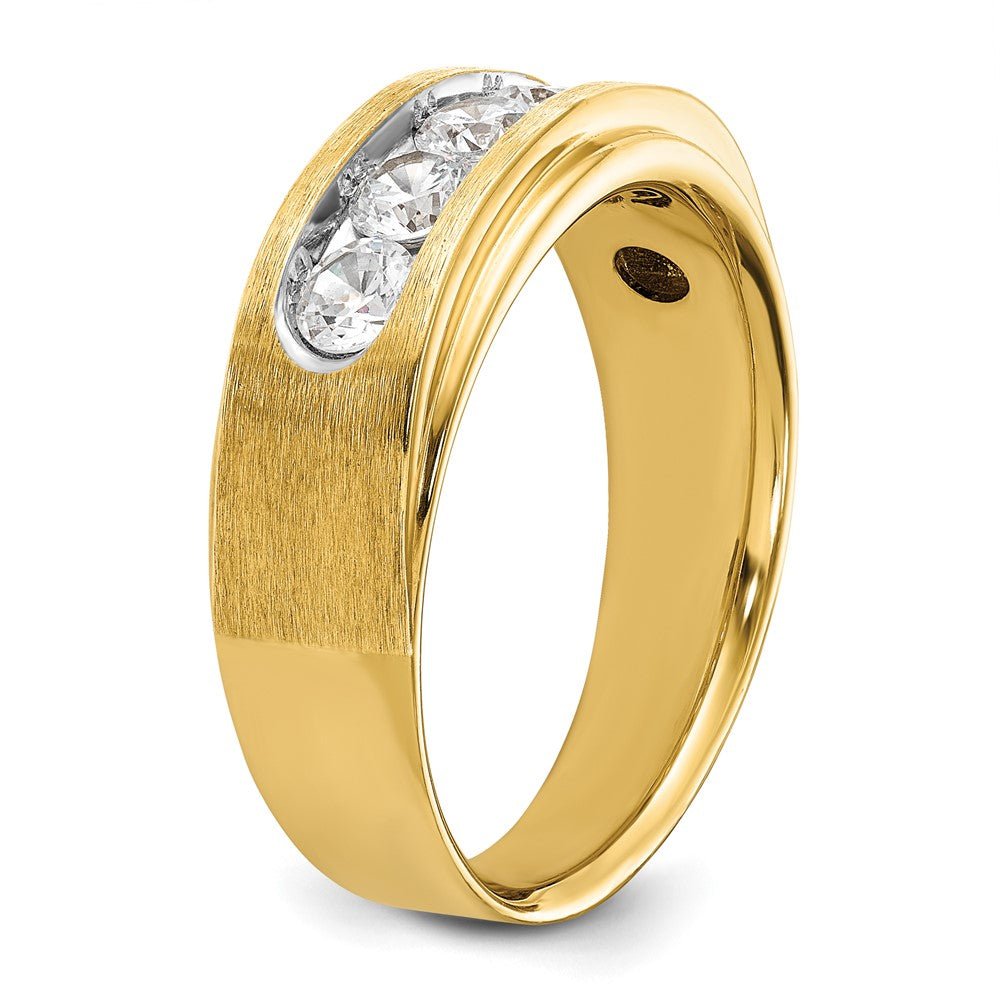IBGoodman 14k Men's Polished and Brushed 5-Stone 1 Carat AA Quality Diamond Ring