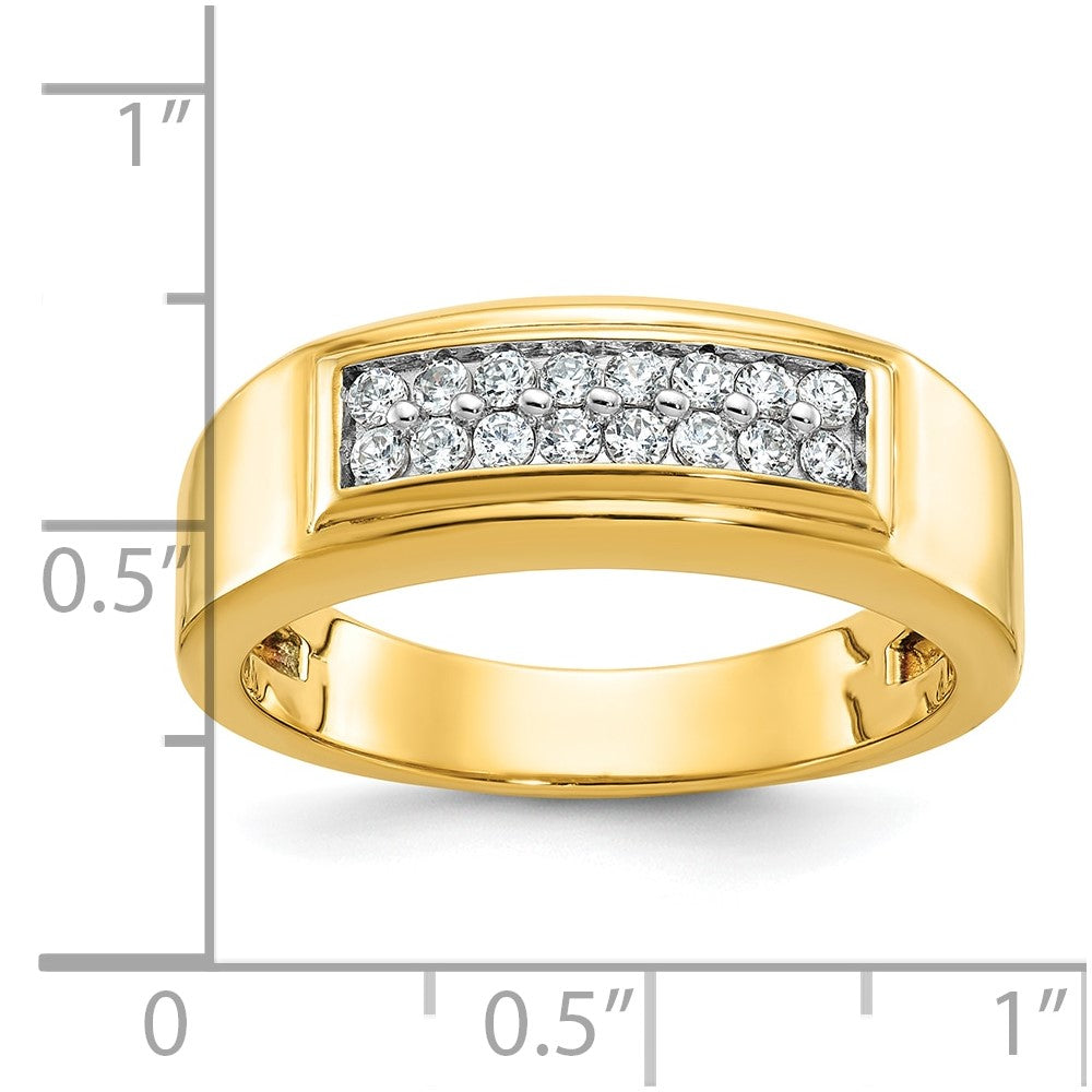 10k IBGoodman Men's Polished 2-Row 1/3 Carat A Quality Diamond Ring