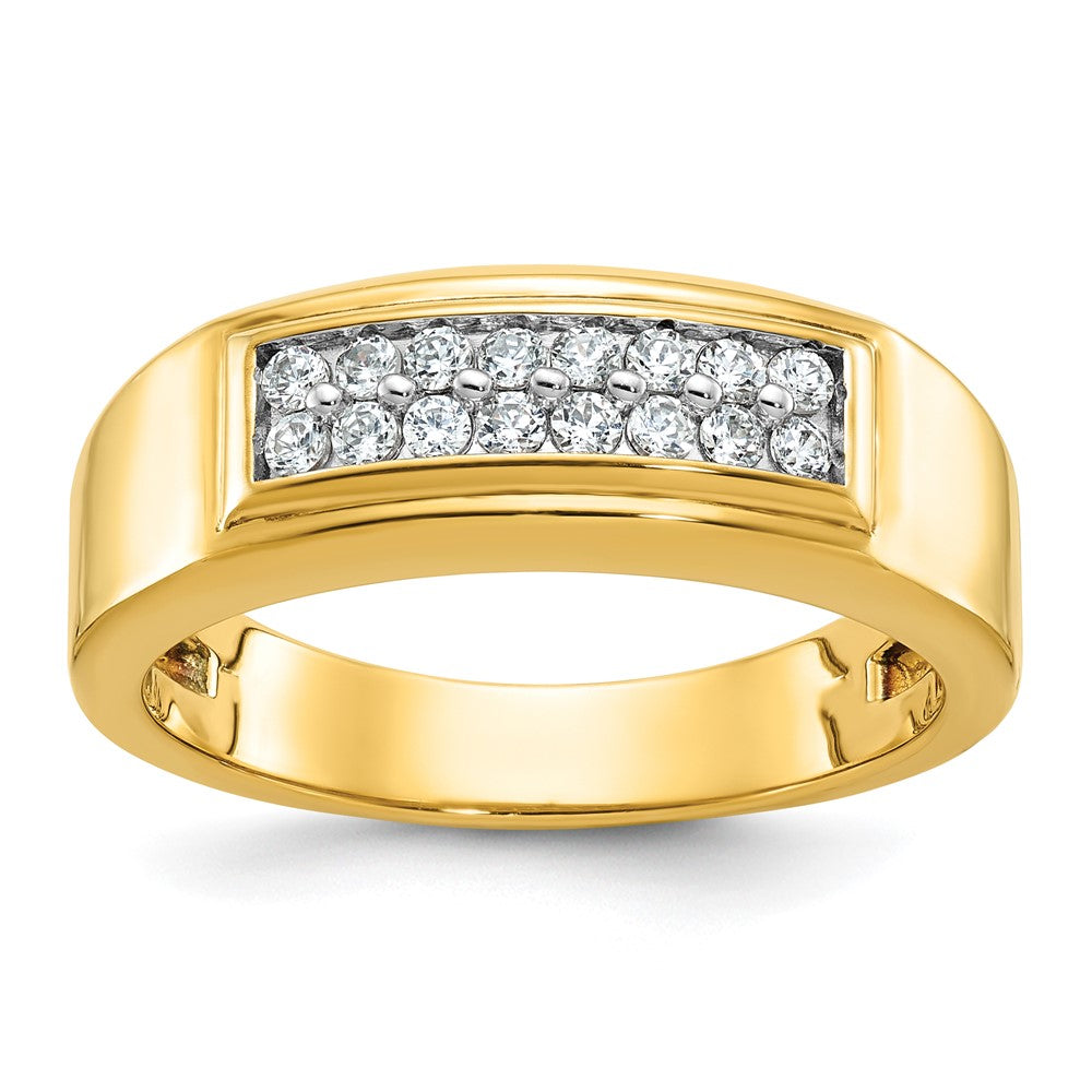 10k IBGoodman Men's Polished 2-Row Ring Mounting