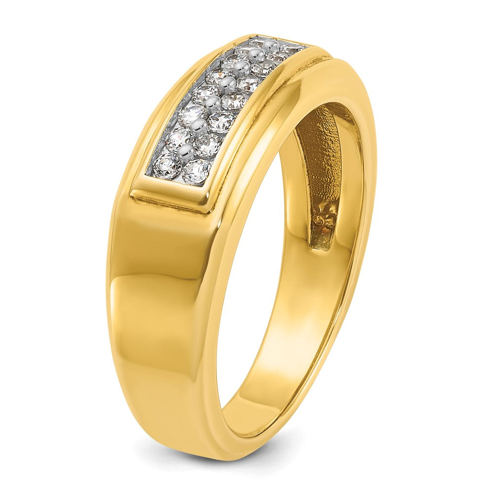 14k IBGoodman Men's Polished 2-Row 1/3 Carat AA Quality Diamond Ring
