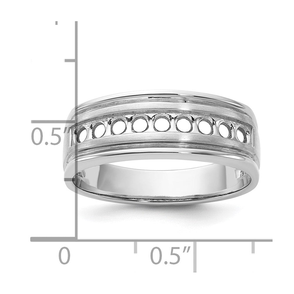 IBGoodman 14k White Gold Nine Stone Polished Brushed and Grooved Ring Mounting