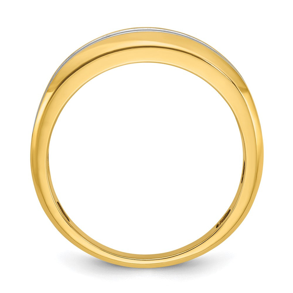 IBGoodman 14k with White Rhodium Men's Polished Two-Row 3/4 Carat AA Quality Diamond Ring