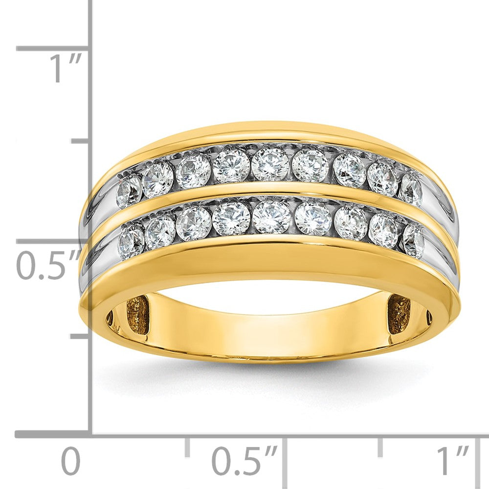 IBGoodman 14k with White Rhodium Men's Polished Two-Row 3/4 Carat AA Quality Diamond Ring