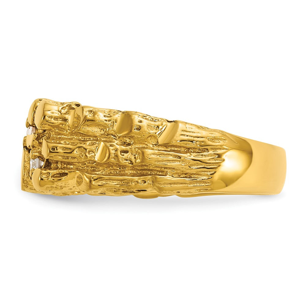 IBGoodman 14k Men's Polished Nugget Texture 1/4 Carat AA Quality Diamond Ring
