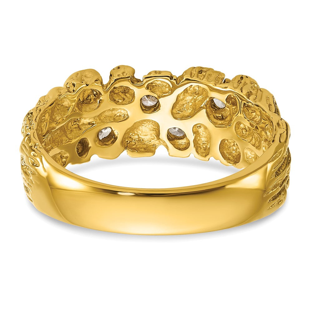 IBGoodman 14k Men's Polished Nugget Texture 1/4 Carat AA Quality Diamond Ring
