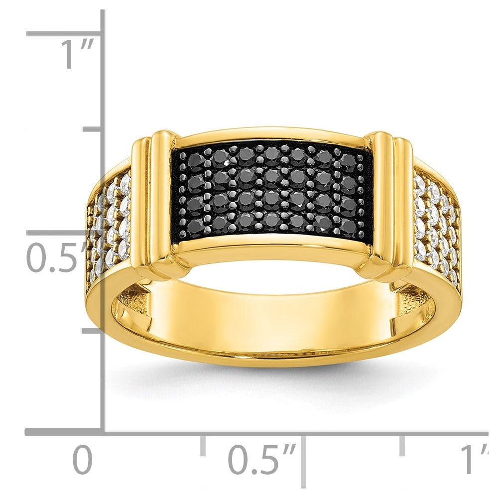 14k IBGoodman Men's 5/8 carat Black and White Diamond Complete Ring