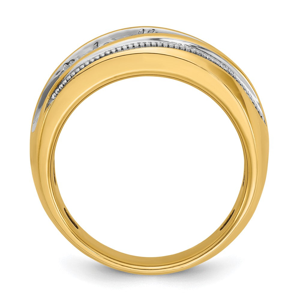 IBGoodman 14k with White Rhodium Men's Polished and Milgrain 1 Carat AA Quality Diamond Ring