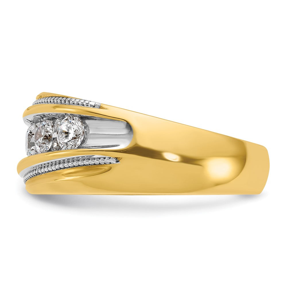 IBGoodman 14k with White Rhodium Men's Polished and Milgrain 1 Carat AA Quality Diamond Ring
