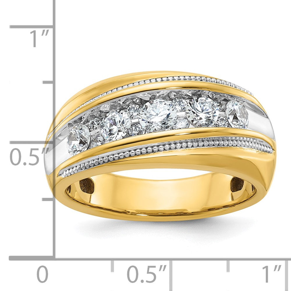 IBGoodman 14k with White Rhodium Men's Polished and Milgrain 1 Carat AA Quality Diamond Ring