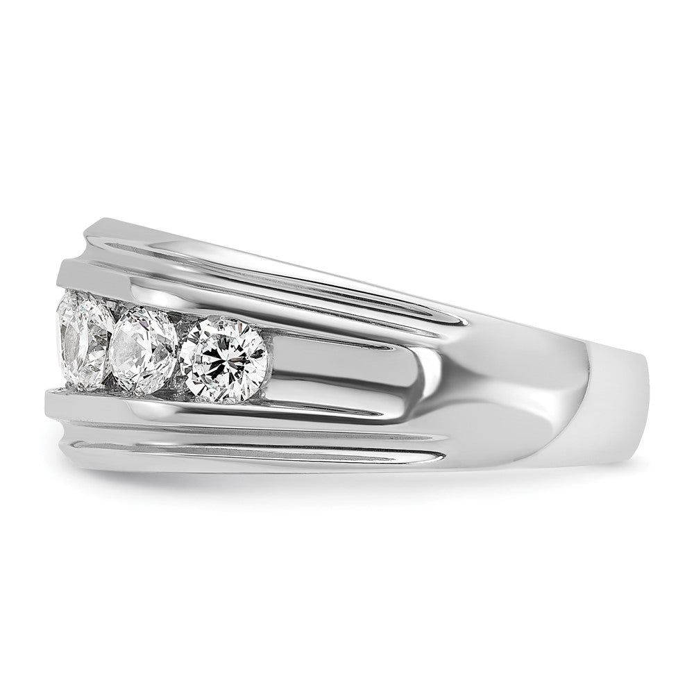14k White Gold IBGoodman Men's Polished and Grooved Ring Mounting