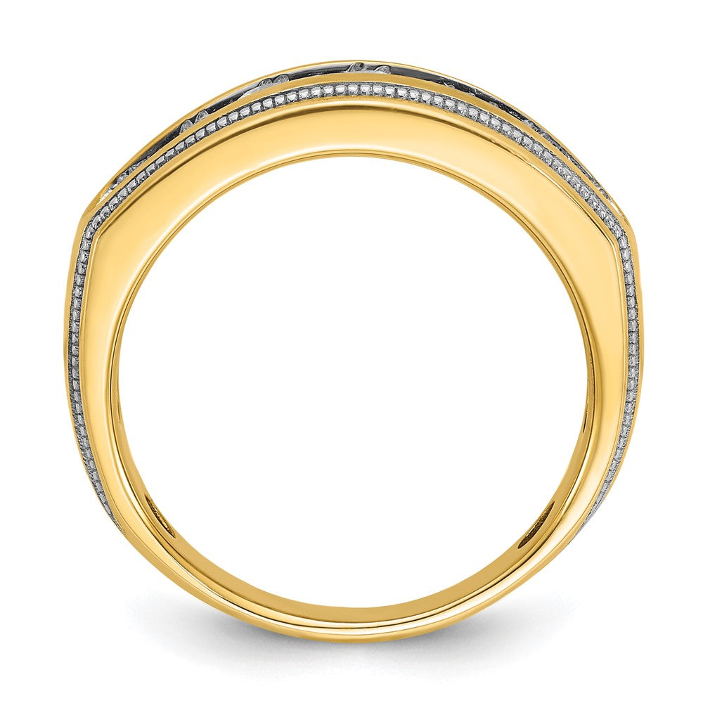 IBGoodman 14k with White Rhodium Men's Polished and Milgrain 1 Carat AA Quality Diamond Ring