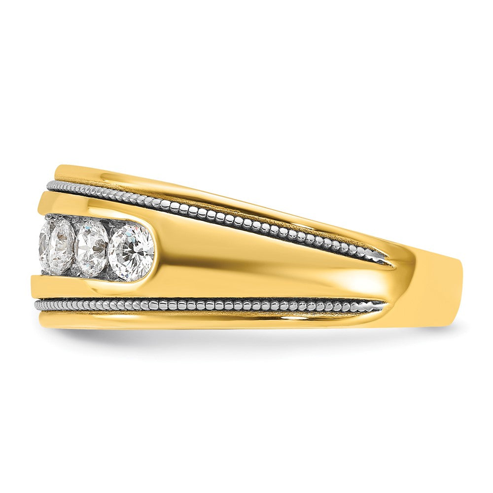 IBGoodman 14k with White Rhodium Men's Polished and Milgrain 1 Carat AA Quality Diamond Ring