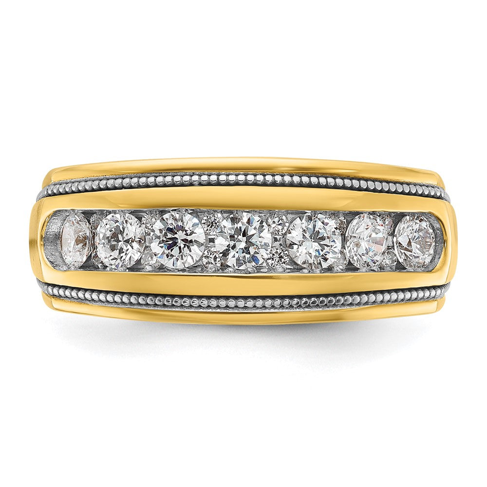 IBGoodman 14k with White Rhodium Men's Polished and Milgrain 1 Carat AA Quality Diamond Ring