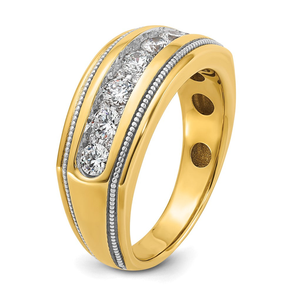IBGoodman 14k with White Rhodium Men's Polished and Milgrain 1 Carat AA Quality Diamond Ring