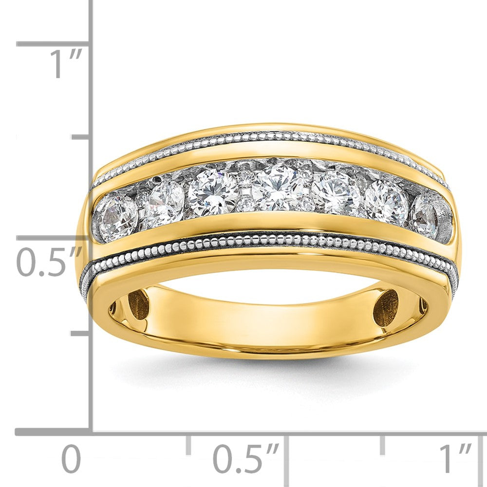 IBGoodman 14k with White Rhodium Men's Polished and Milgrain 1 Carat AA Quality Diamond Ring