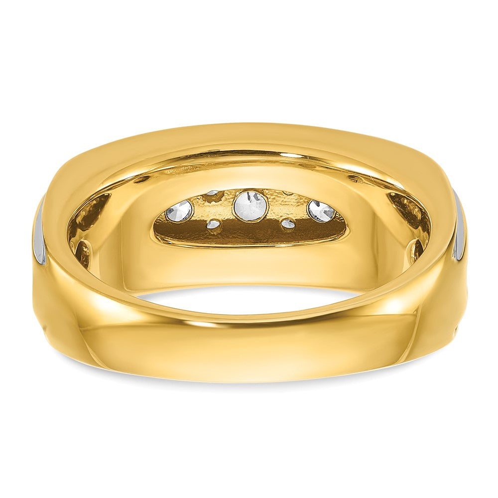 IBGoodman 14k with White Rhodium Men's Polished and Grooved 1 Carat AA Quality Diamond Ring