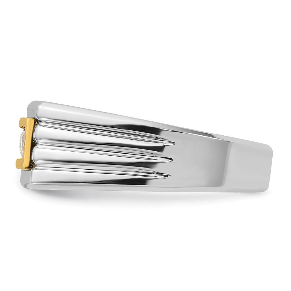 IBGoodman 14k Two-tone Men's Polished and Grooved 5-Stone Ring Mounting