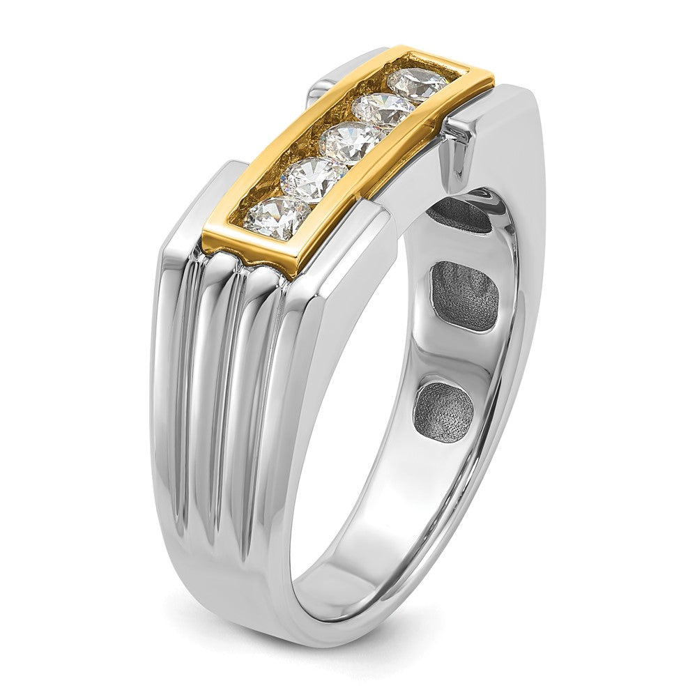 IBGoodman 14k Two-tone Men's Polished and Grooved 5-Stone Ring Mounting